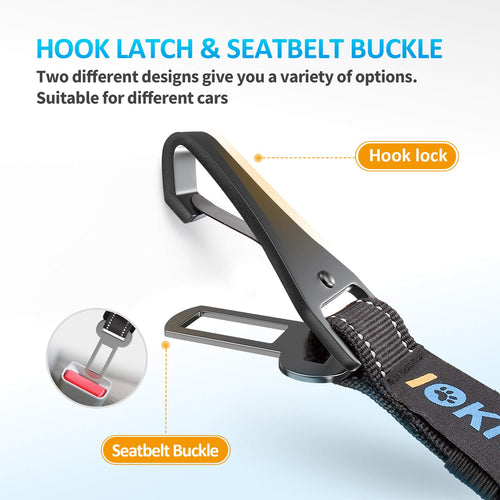 3-in-1 Adjustable Dog Car Seat Belt with Reflective Bungee Harness