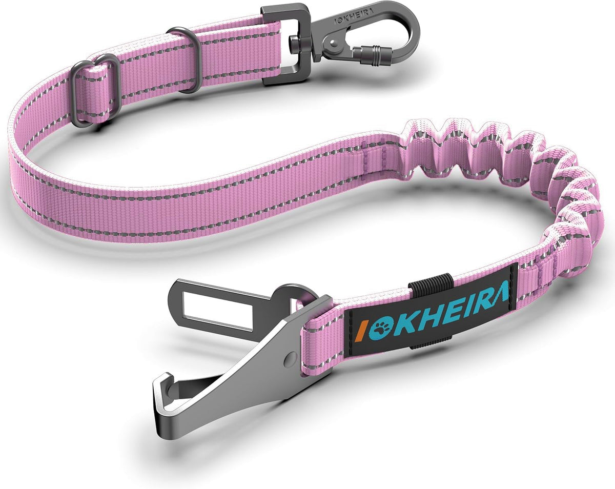 3-in-1 Adjustable Dog Car Seat Belt with Reflective Bungee Harness