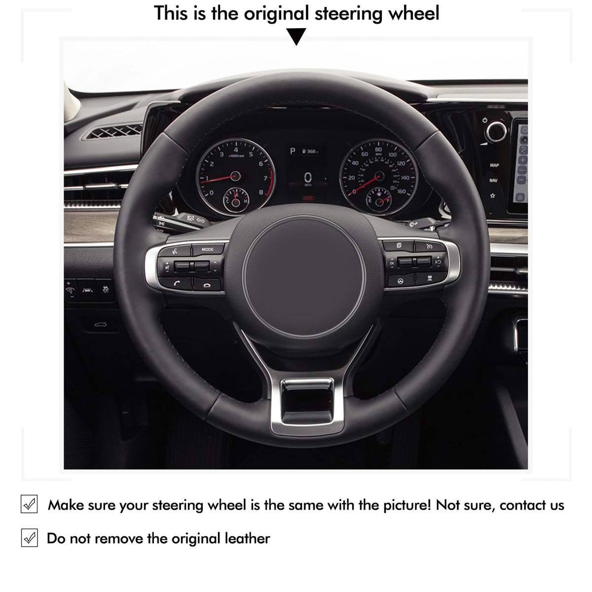 Hand-Sewn Steering Wheel Cover for Kia Stinger 2018–2021