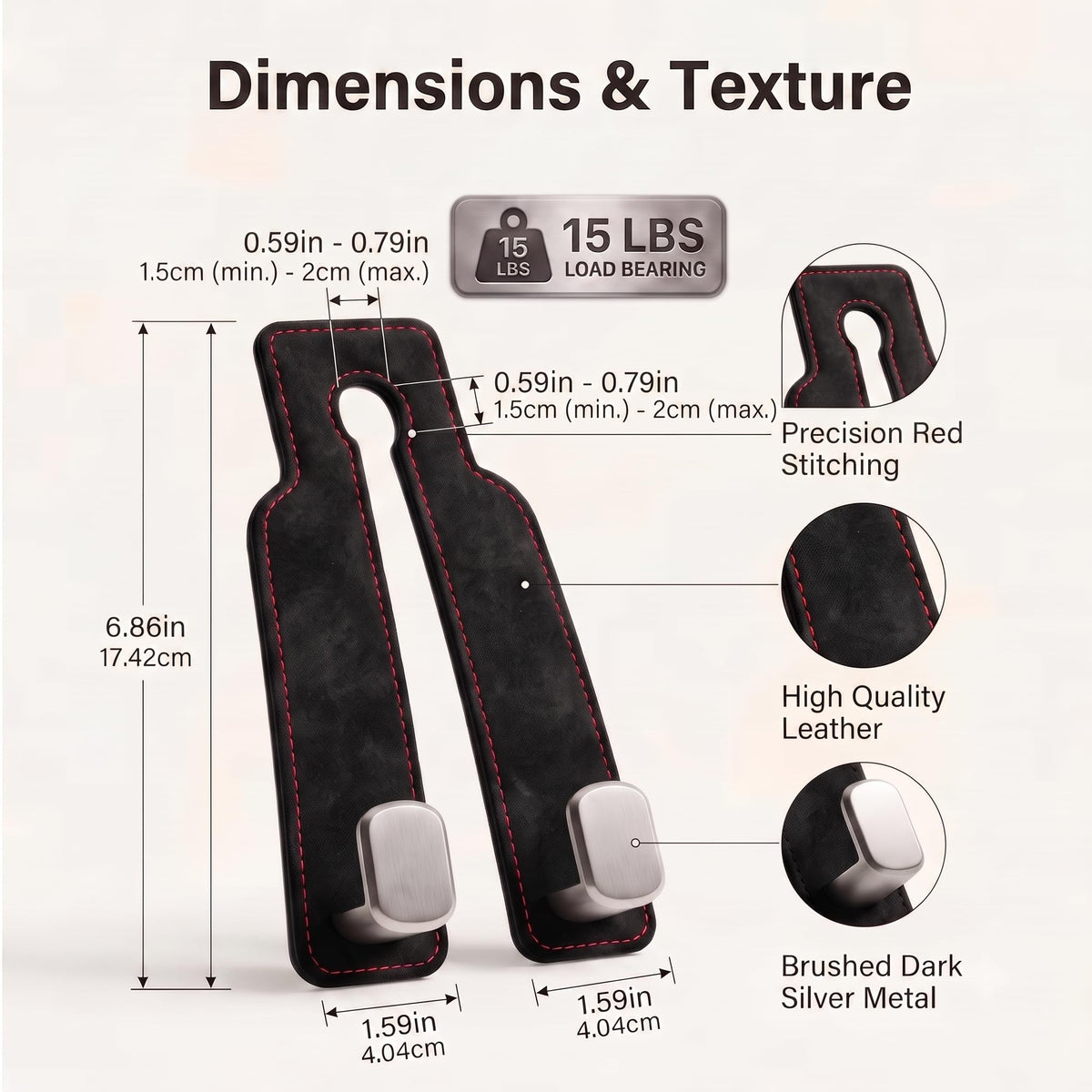 HITRO Car Purse Hook for Headrest, PU Leather Bag Hanger for Car Seat
