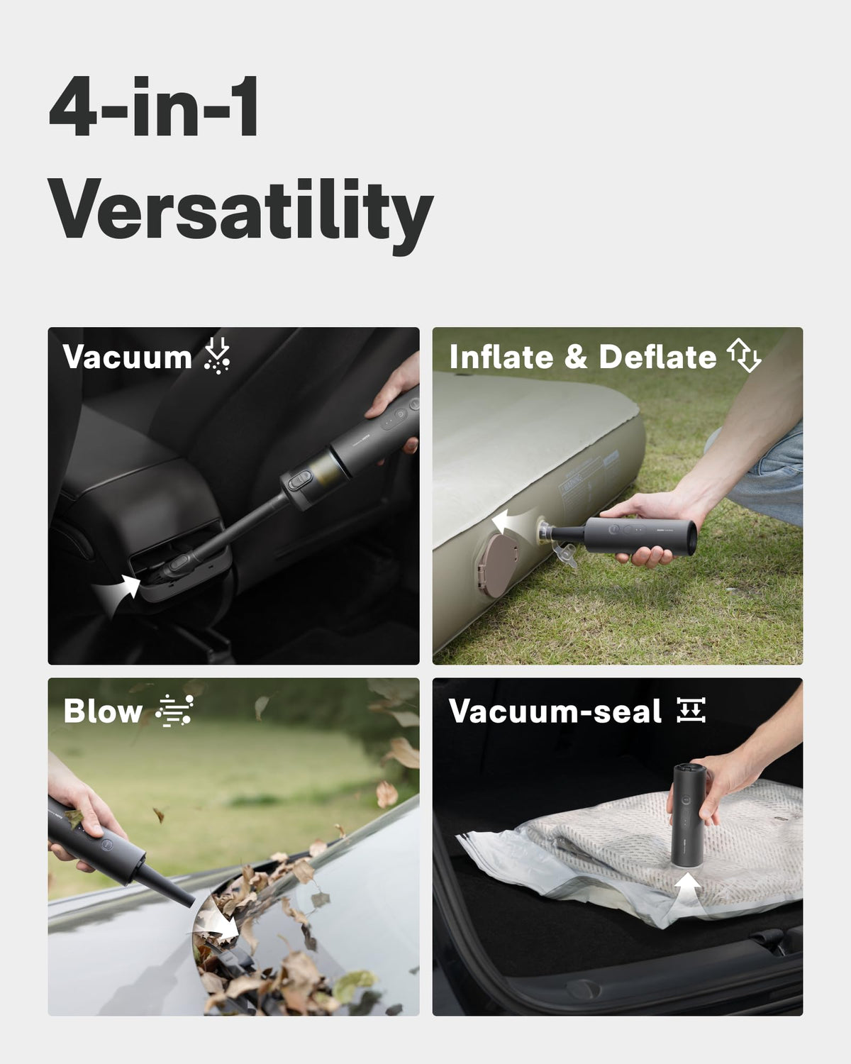 4-in-1 Cordless Handheld Car Vacuum 20,000Pa