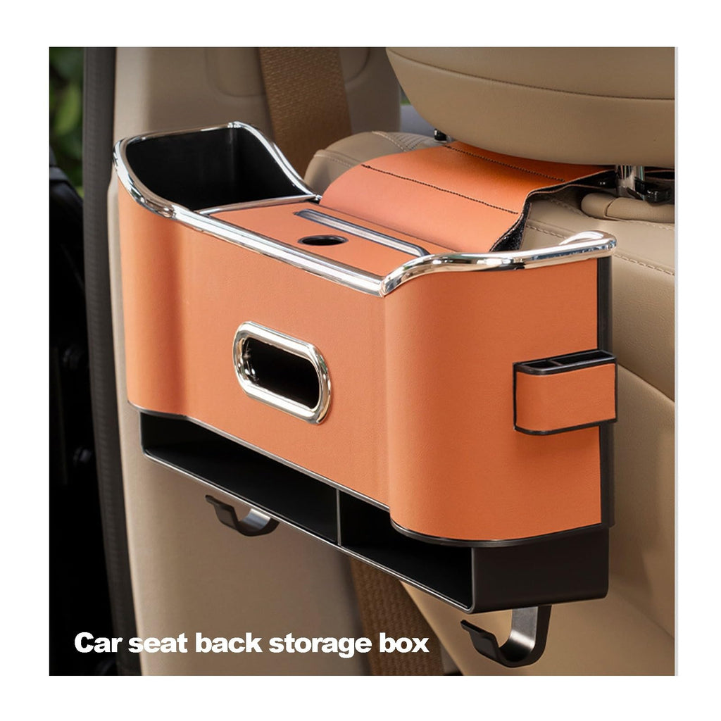Multifunctional Car Seat Back Organizer with Cup Holder & Tissue Box