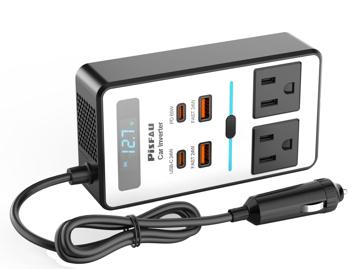 200W Car Power Inverter with AC Outlet, USB-C & USB Charging