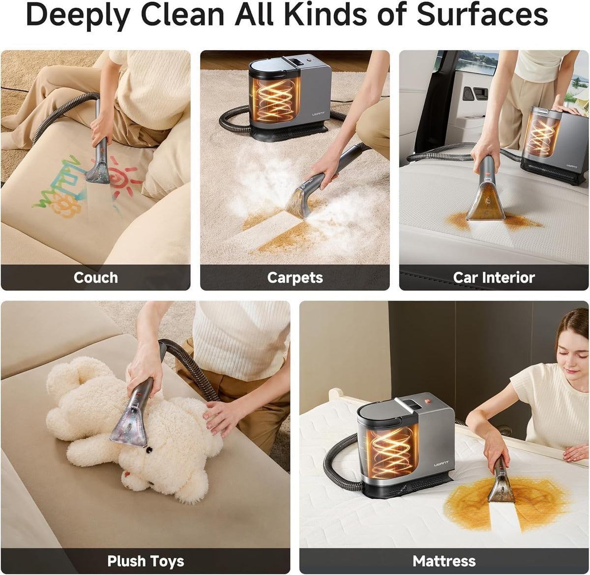 Portable Carpet & Upholstery Steam Cleaner with Hot Water