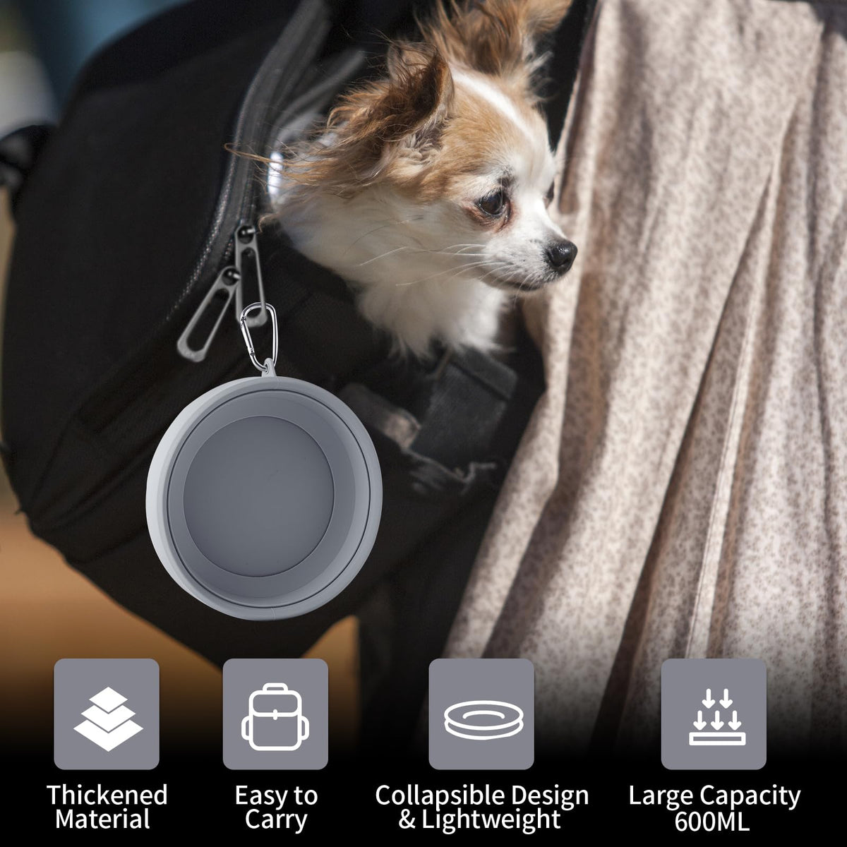 Collapsible Spill-Proof Dog Water Bowl for Car Travel