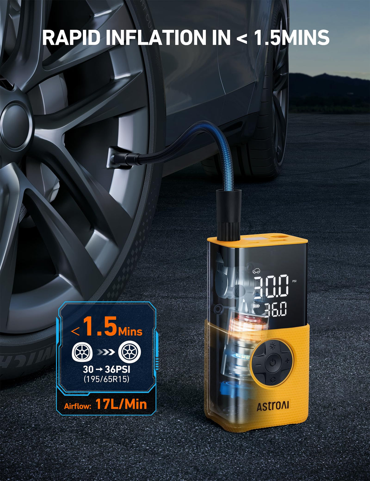 150 PSI Cordless Tire Inflator with Digital Display & LED Light