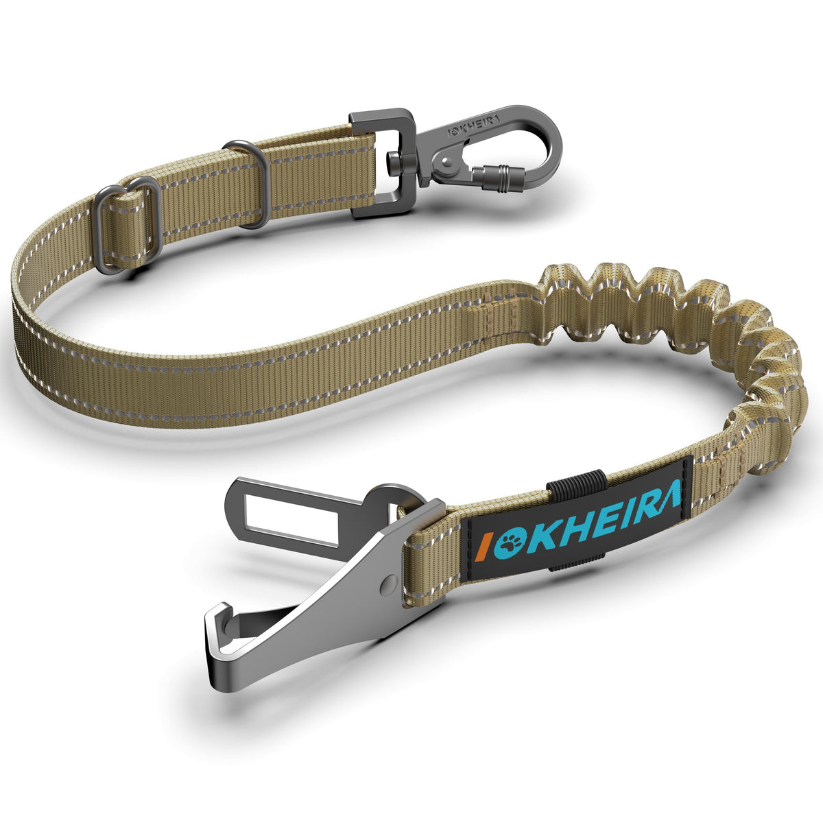 3-in-1 Adjustable Dog Car Seat Belt with Reflective Bungee Harness