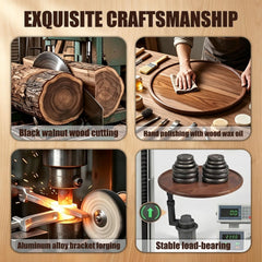 Black Walnut Wood Car Cup Holder Tray Table, 360 Rotating Car Tray