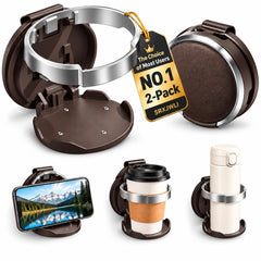 Car Door Cup Holder, 2 Pack Clip-On Mount with Phone Stand for Vehicles