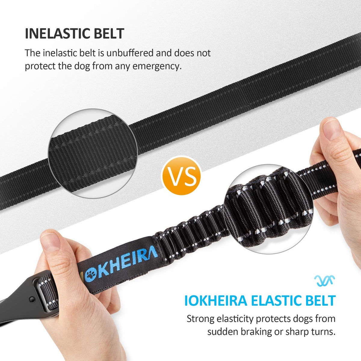 3-in-1 Adjustable Dog Car Seat Belt with Reflective Bungee Harness
