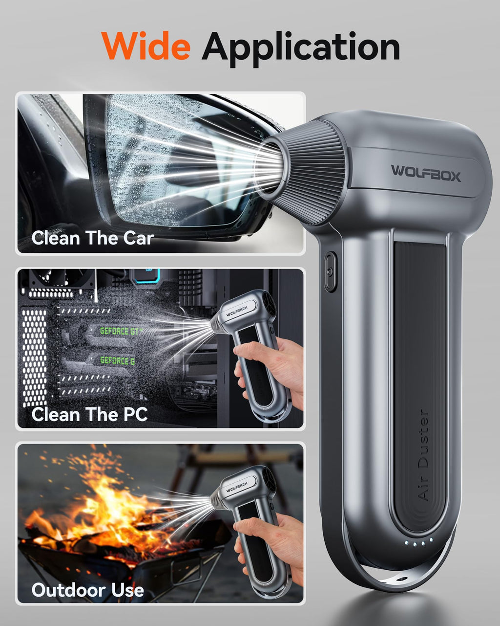Compressed Air Duster with 150,000 RPM Turbo Fan