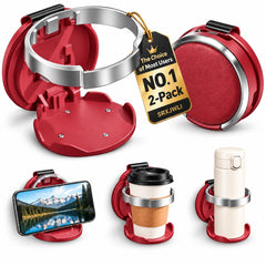 Car Door Cup Holder, 2 Pack Clip-On Mount with Phone Stand for Vehicles
