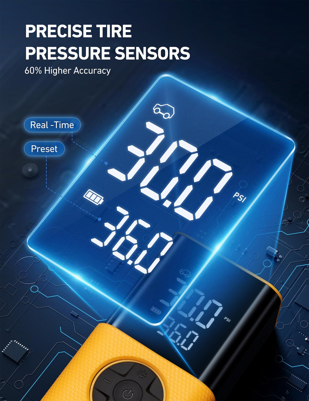 150 PSI Cordless Tire Inflator with Digital Display & LED Light