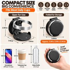 Car Door Cup Holder, 2 Pack Clip-On Mount with Phone Stand for Vehicles