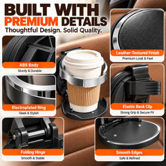 Car Door Cup Holder, 2 Pack Clip-On Mount with Phone Stand for Vehicles